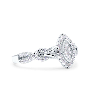 Marquise Infinity Half Eternity Ring Wedding Band Round Pave Simulated CZ 925 Sterling Silver (11mm)